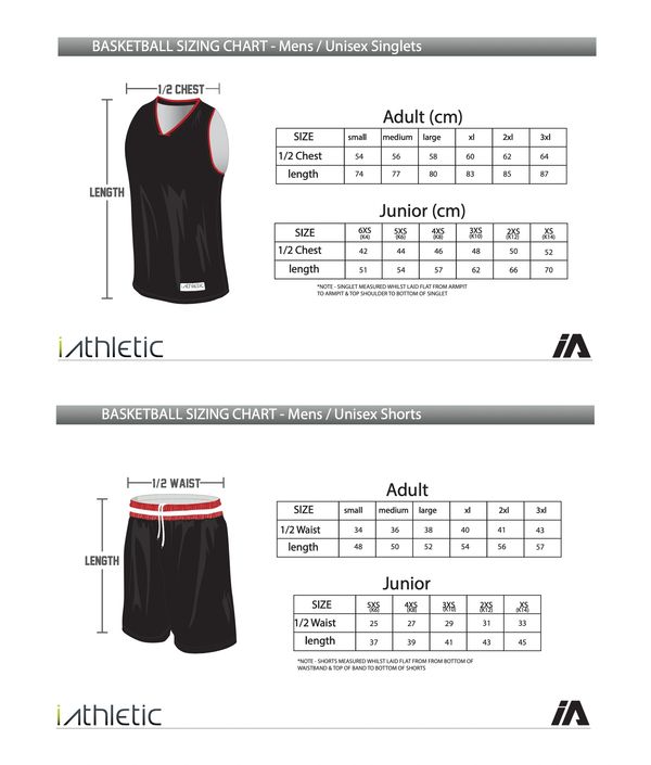 Uniform Sizing Chart Arrows Basketball